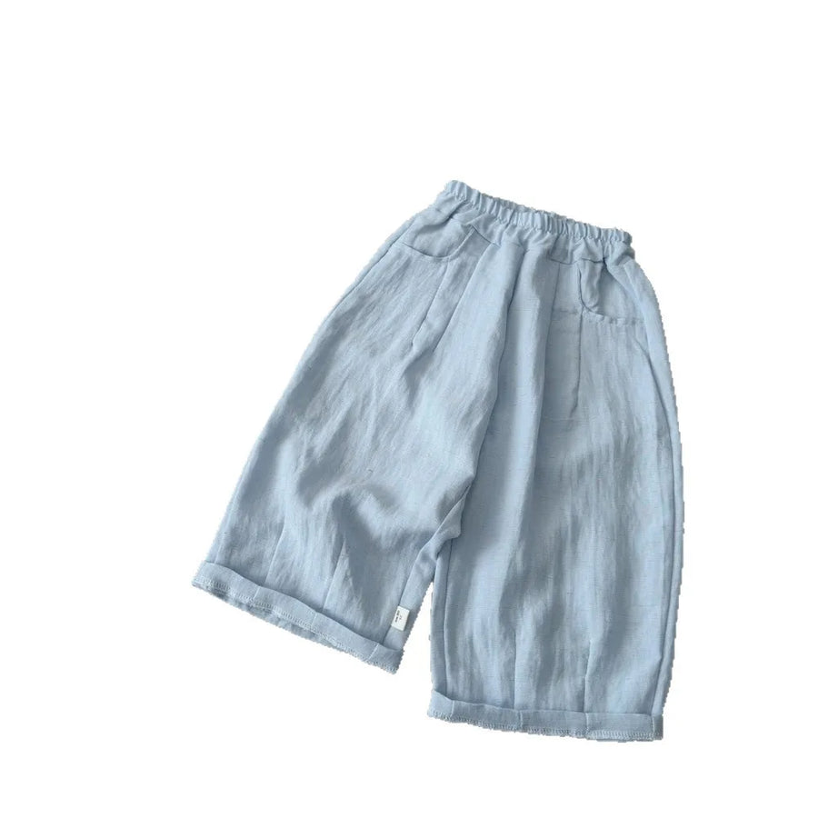 Solid Color Linen Children's Pants Kids Loose Thin Trousers Summer Flax Harem Pants