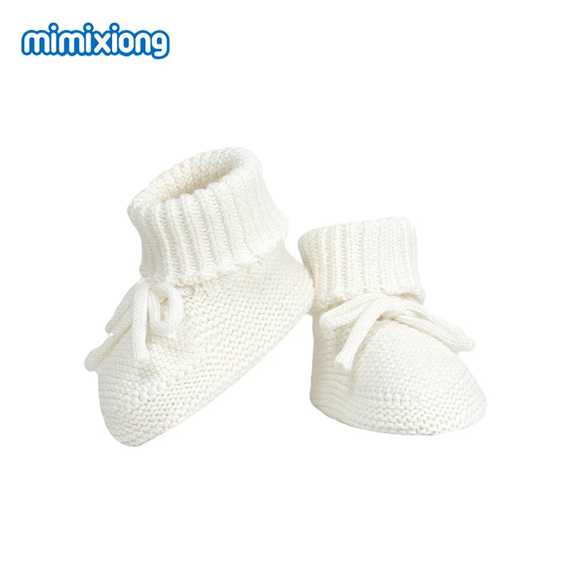 White Fine-Knit knitted baby booties