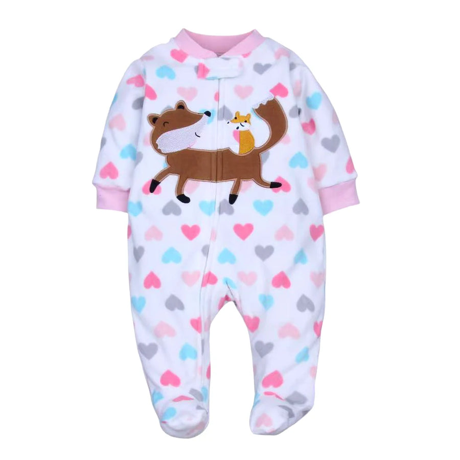 Fleece Animal Print Baby Romper, product view 3