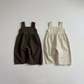 Loose Cotton Baby Overalls in Brown
