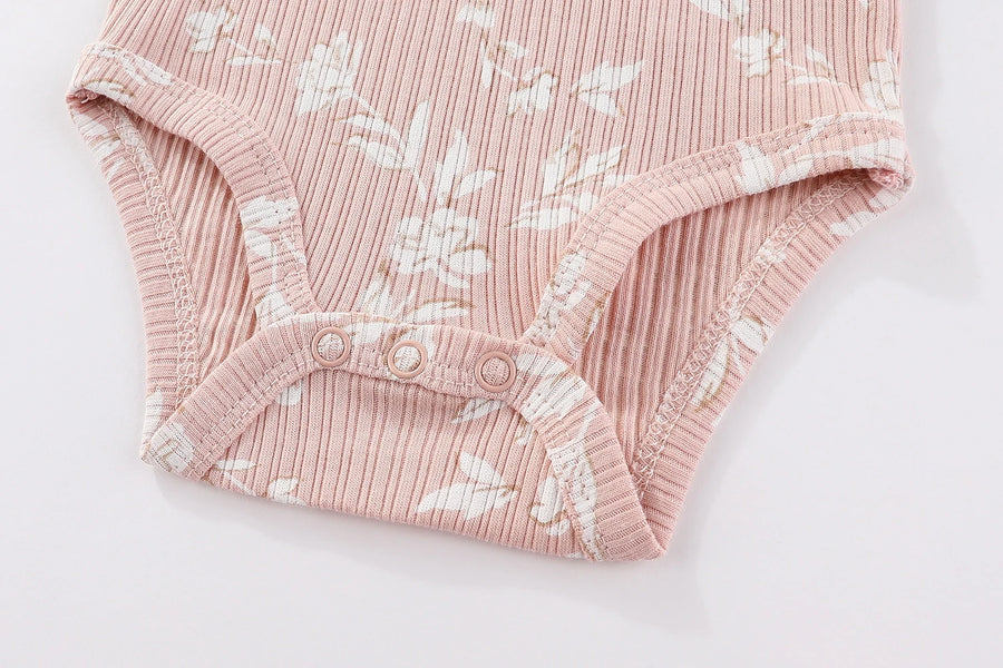 Close-up of Sweet Cartoon Print Baby Bodysuit fabric and pattern