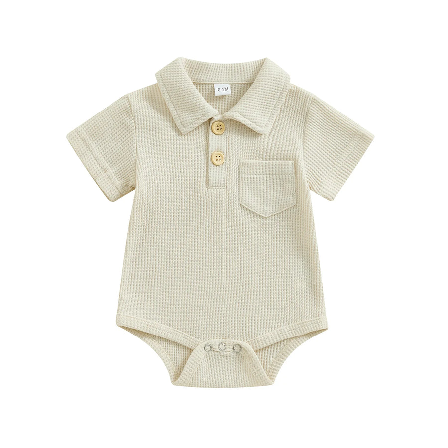 Waffle Knit Polo Bodysuit back view