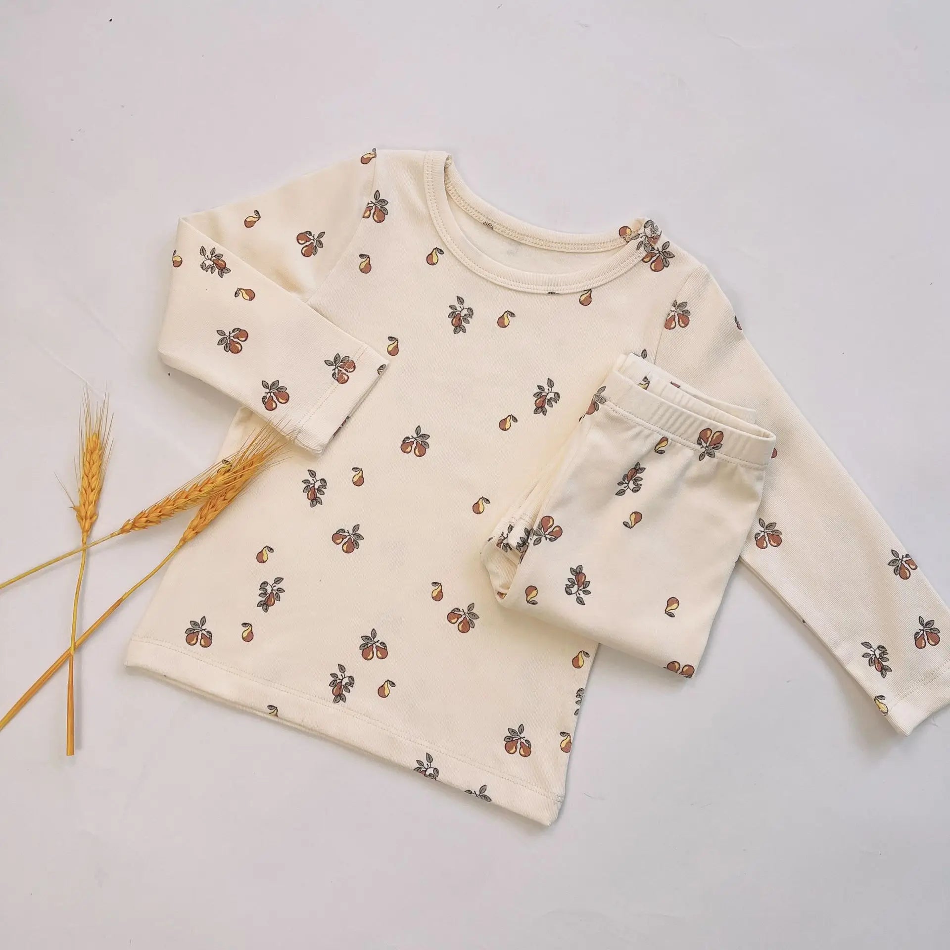 Floral Print Baby Pajama Set sleeve detail