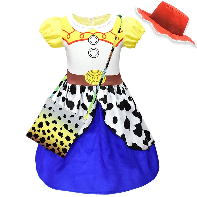 Western cowgirl dress costume with red hat and crossbody bag