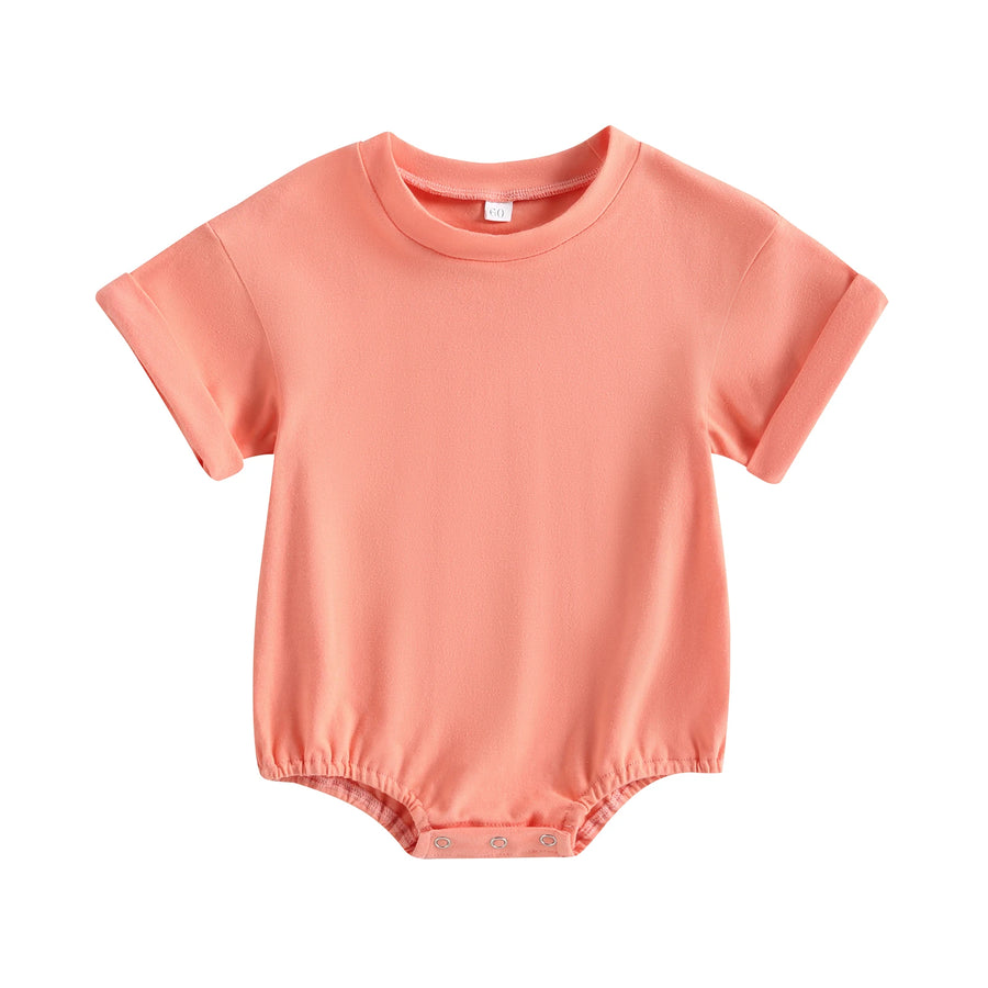 Short Sleeve Solid Color Infant Bodysuit Jumpsuit