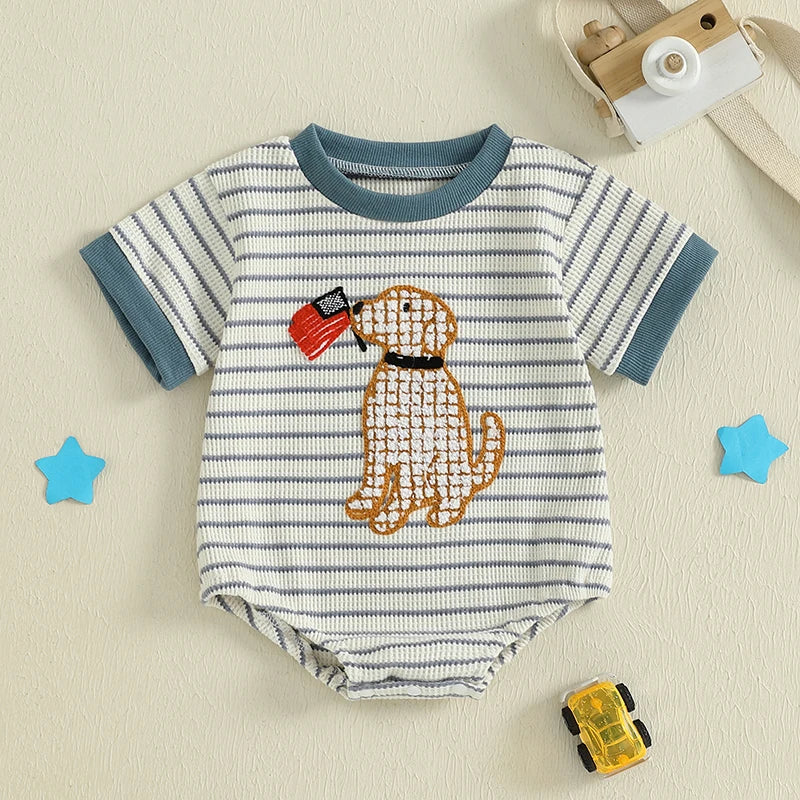 Stars and Stripes Sleeveless Romper for Baby Girls