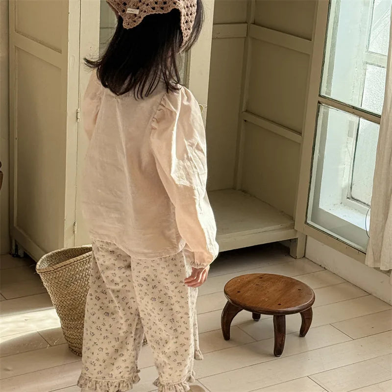 Solène Meadow Ruffle-Hem Pants, detail 3