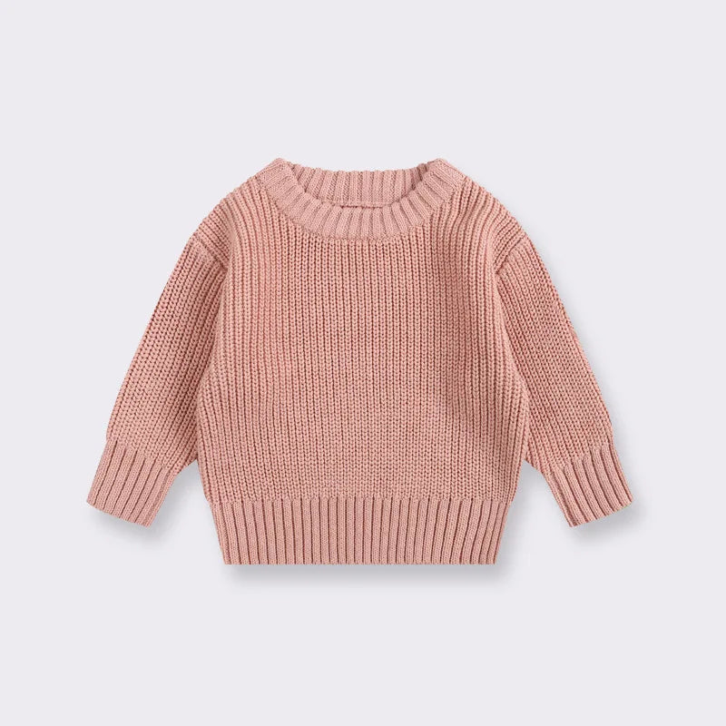 Soft Knit Cotton Sweater - Dusty pink front product view