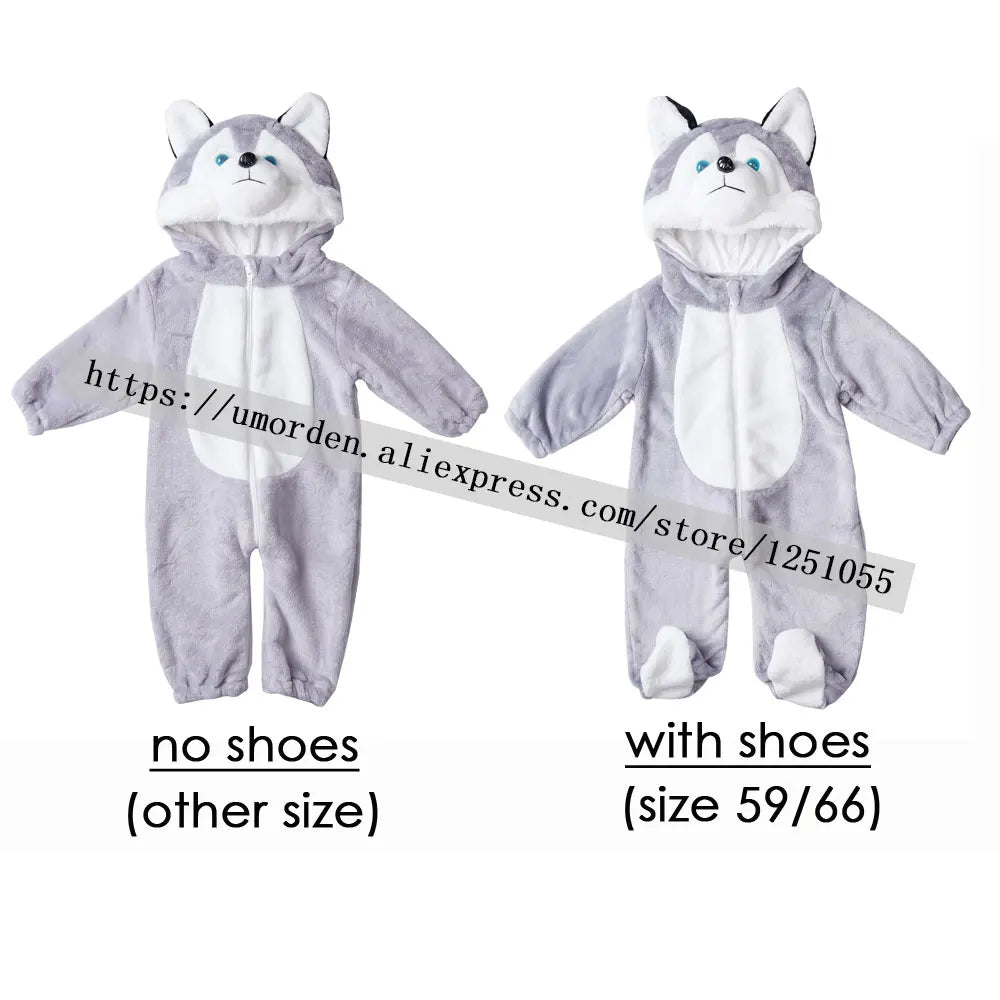 Husky dog costume romper front and back views