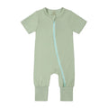 Bamboo Short Sleeve Zip Romper - Sage