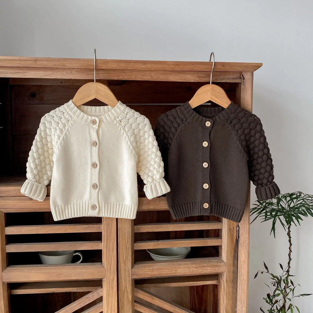 Baby Sweater Cardigan Thick Warm Winter Knit Coat with Long Sleeves