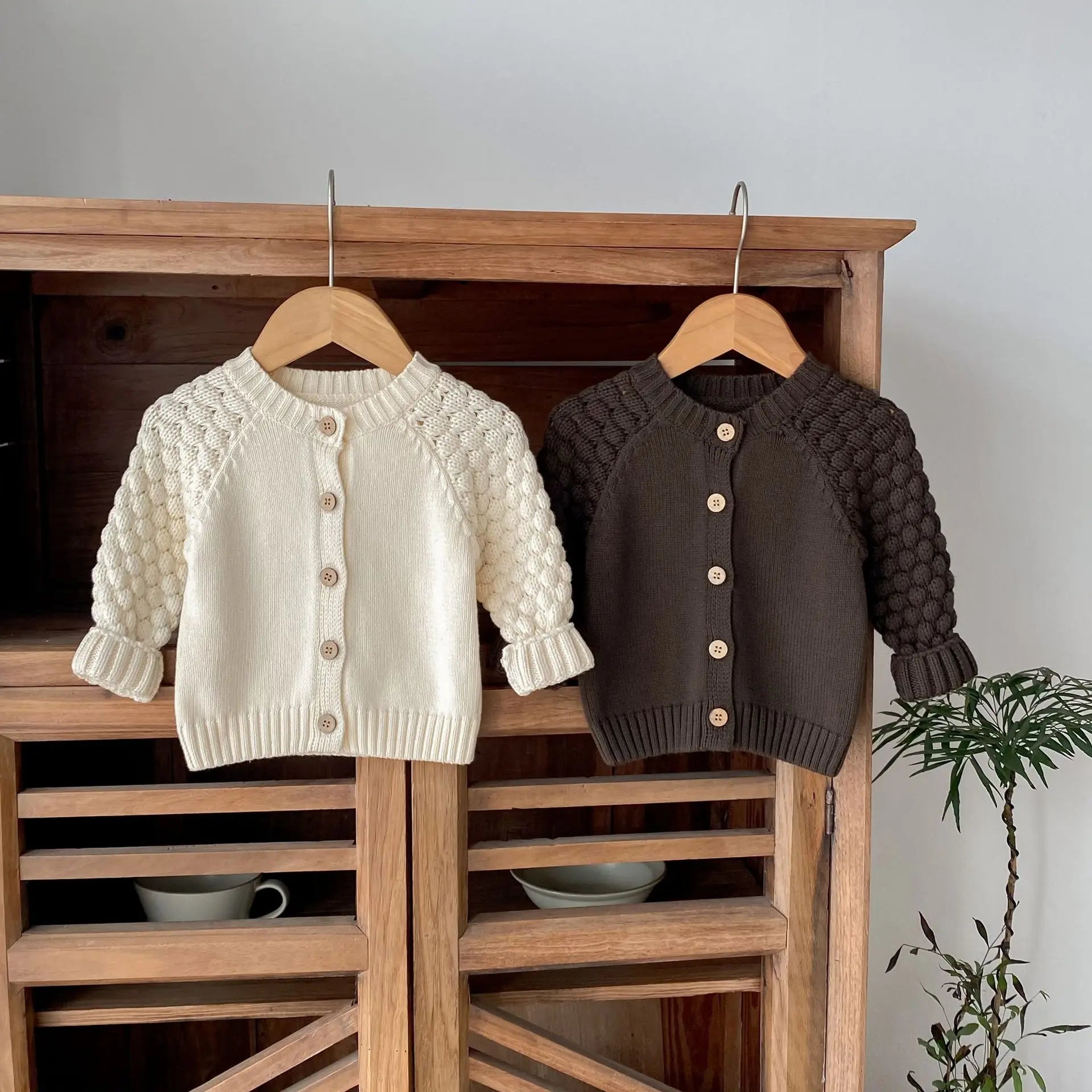 Baby Sweater Cardigan Thick Warm Winter Knit Coat with Long Sleeves