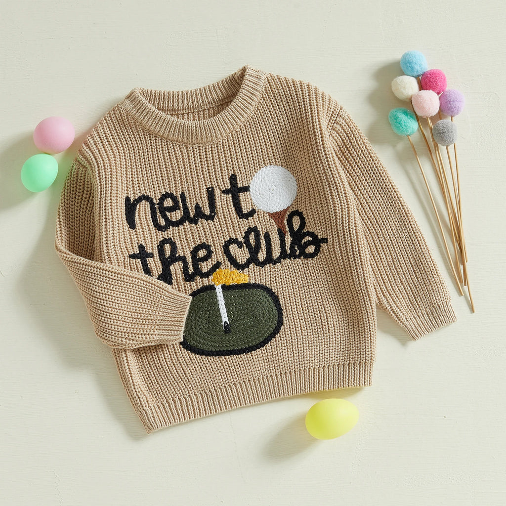 Baby Sweater with Crew Neck and Long Sleeves