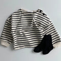 Autumn Baby Girl Long Sleeve T Shirts Cotton Striped Bottoming Tops Boys Loose Pullover
