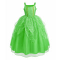 Green sparkle dress with petal overlays for girls