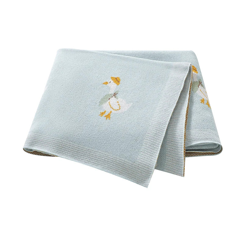 Plaid Goose Knit Baby Blanket - 100 x 80 cm