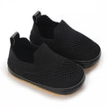 Black knit slip-on baby first walkers