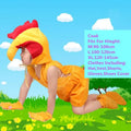 Child wearing yellow rooster animal costume set with hat, vest, shorts, gloves, and shoe covers