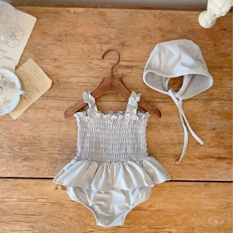 Comfortable Ruffled Strap Swimwear Set for Babies