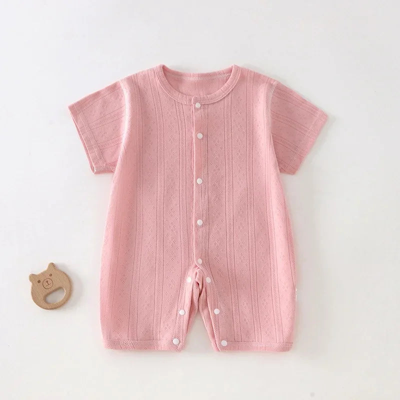 Lou Textured Summer Romper - Pink, product view