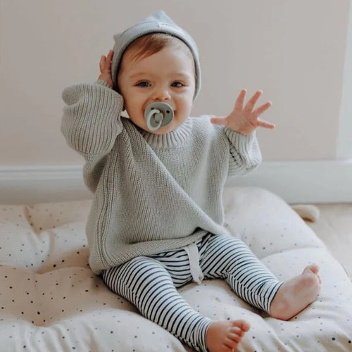 Soft Knit Cotton Sweater - Gray, product view