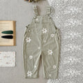 Floral Embroidered Corduroy Overalls