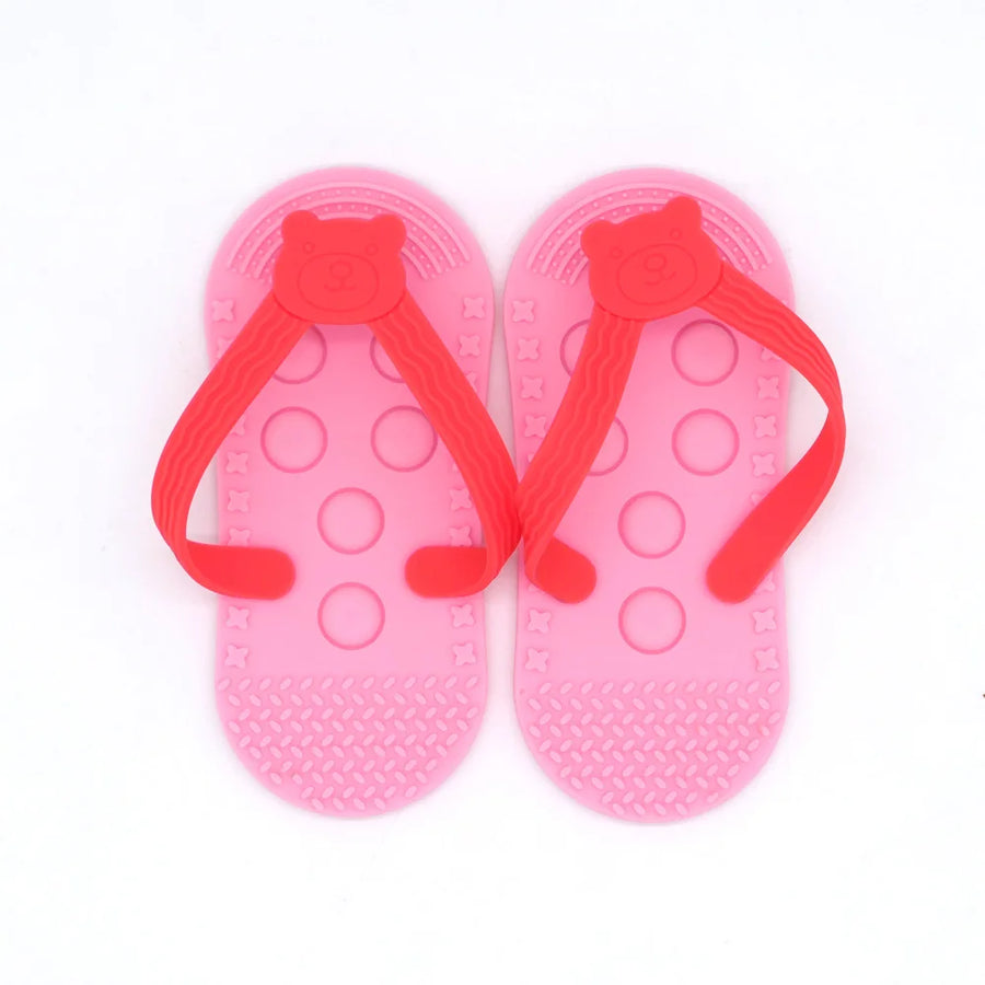 Silicone flip-flop teether for baby soothing gums