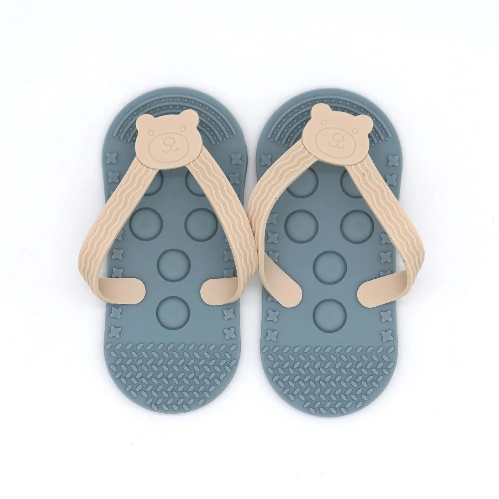 Silicone flip-flop teether for baby soothing gums