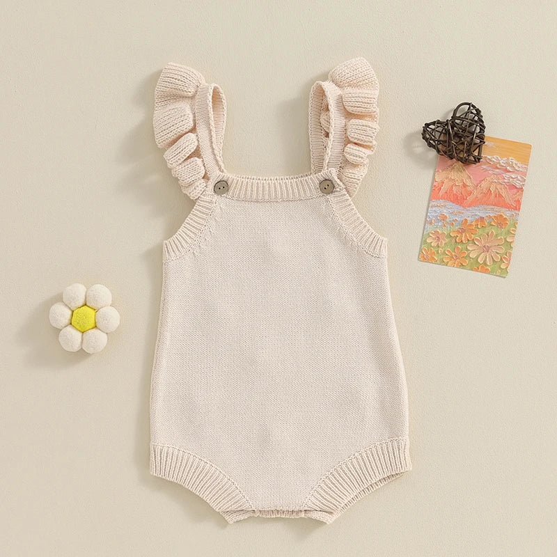 Floral Embroidered Ruffle Romper for Baby Girls