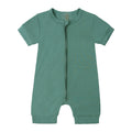 Soft Bamboo Short Sleeve Zip Romper - Deap Teal