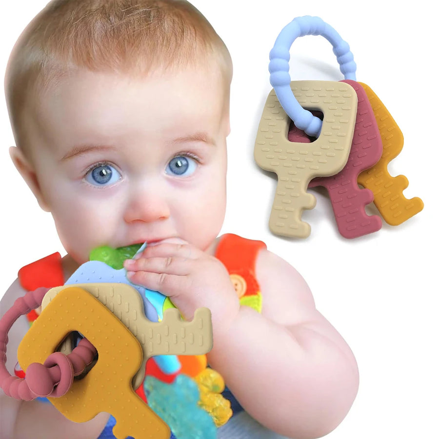 Silicone Montessori Sensory Teether with Bell and Ball for Baby