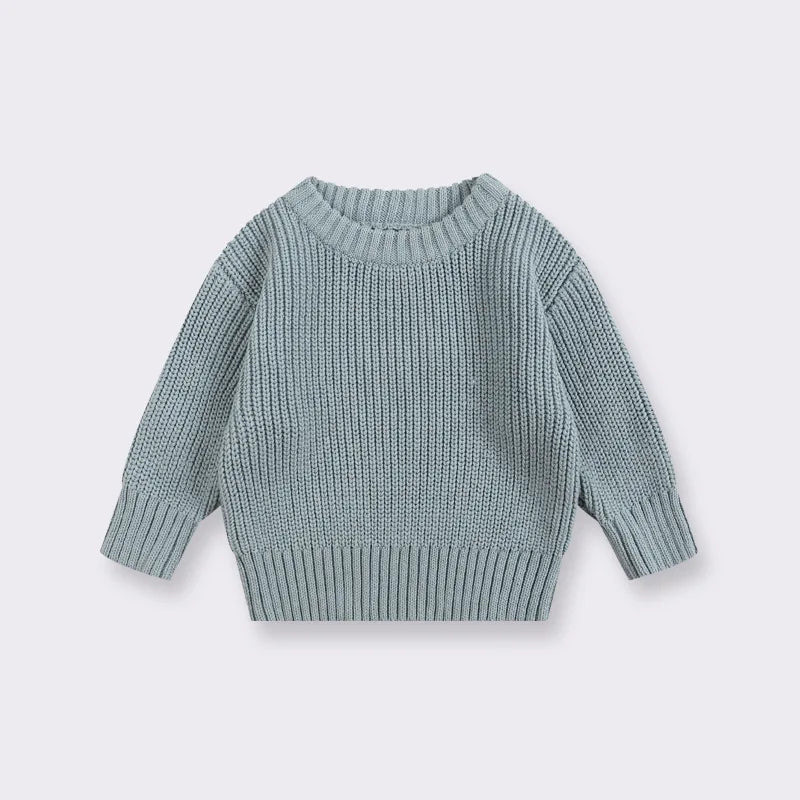 Soft Knit Cotton Sweater - Pale blue front product view