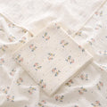 Retro Flower Muslin Baby Blanket - 2-Layer Cotton Swaddle - 100×100 cm (39.4×39.4 inches)
