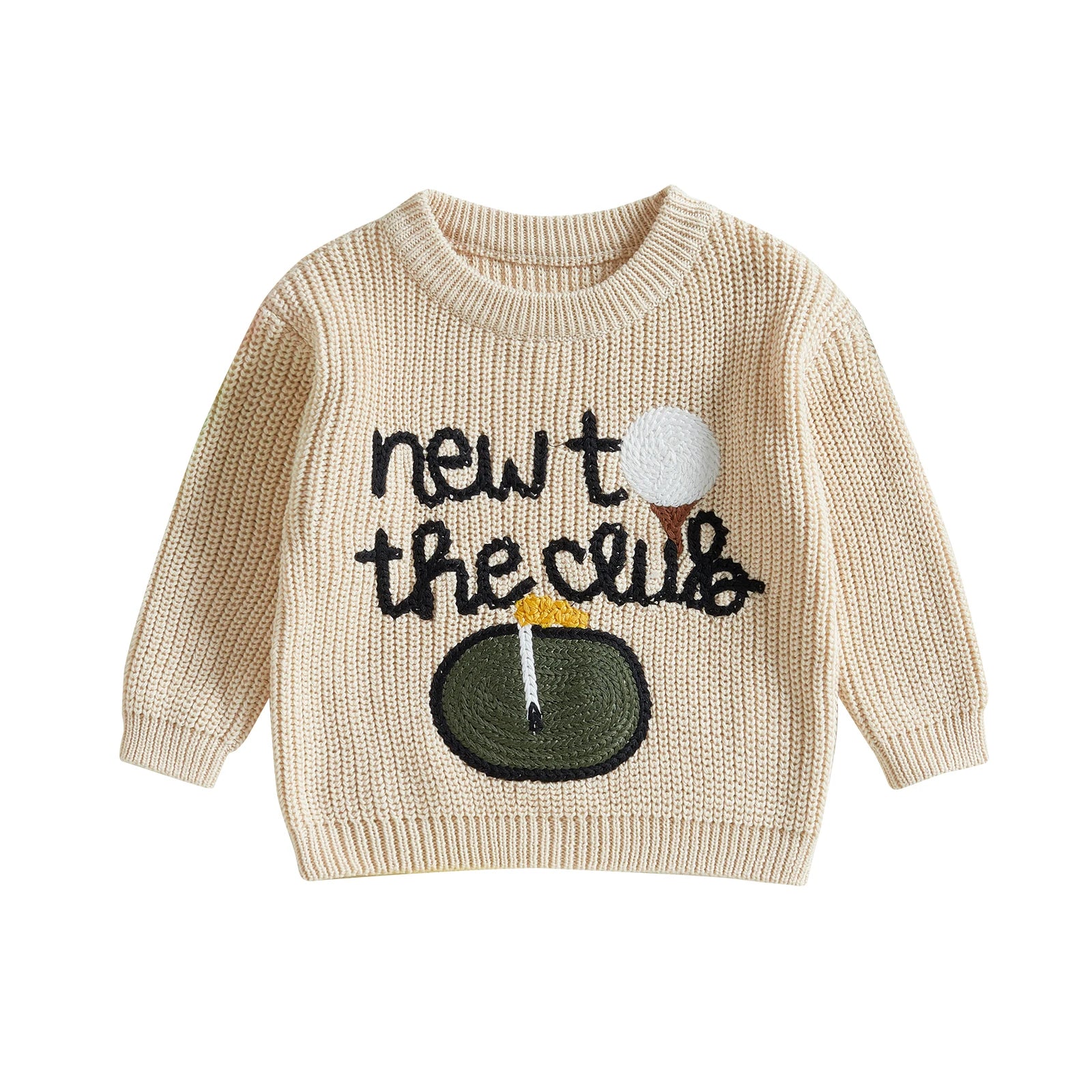 Back View of Baby Sweater with Golf Letter Embroidery