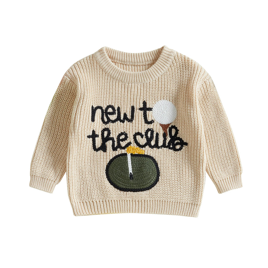 Back View of Baby Sweater with Golf Letter Embroidery