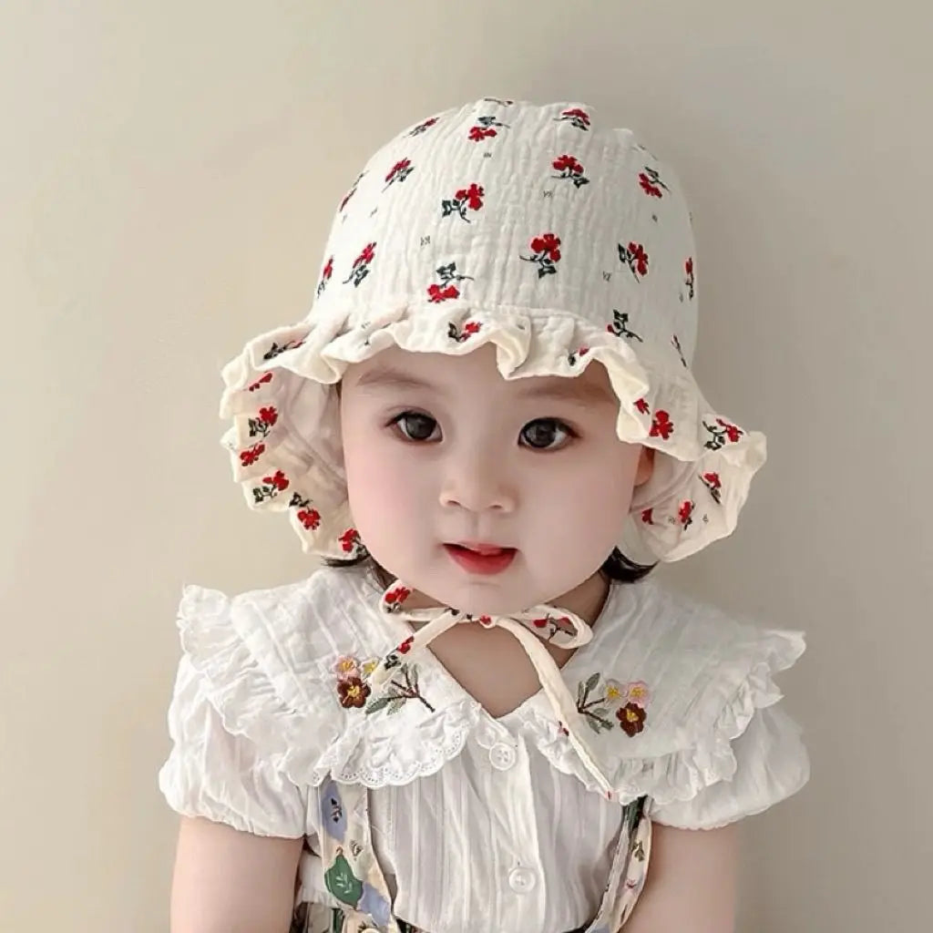 Close-up of Floral Pattern on Baby Hat