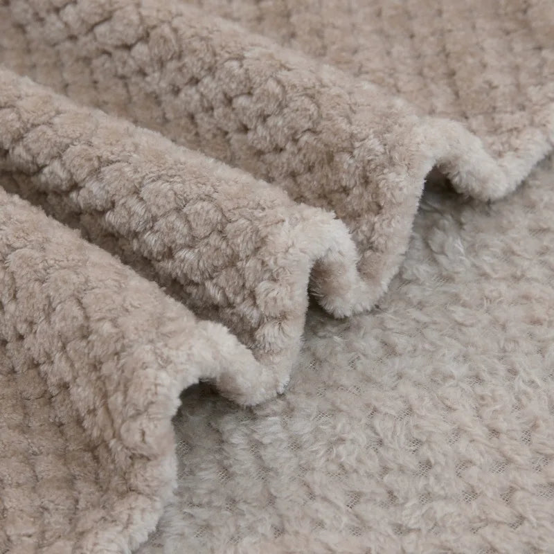 Close-up of plush fleece texture on baby blanket