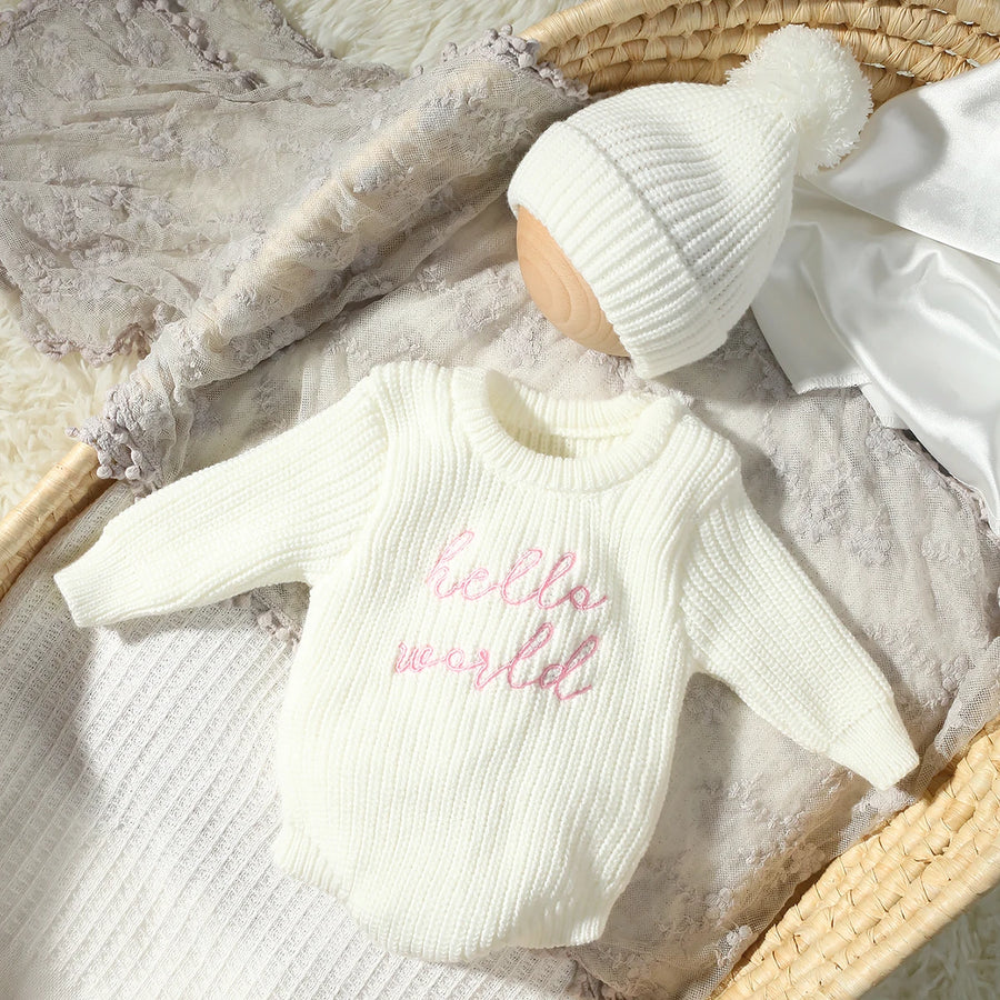 Hello World Knitted Romper Set, product view 2