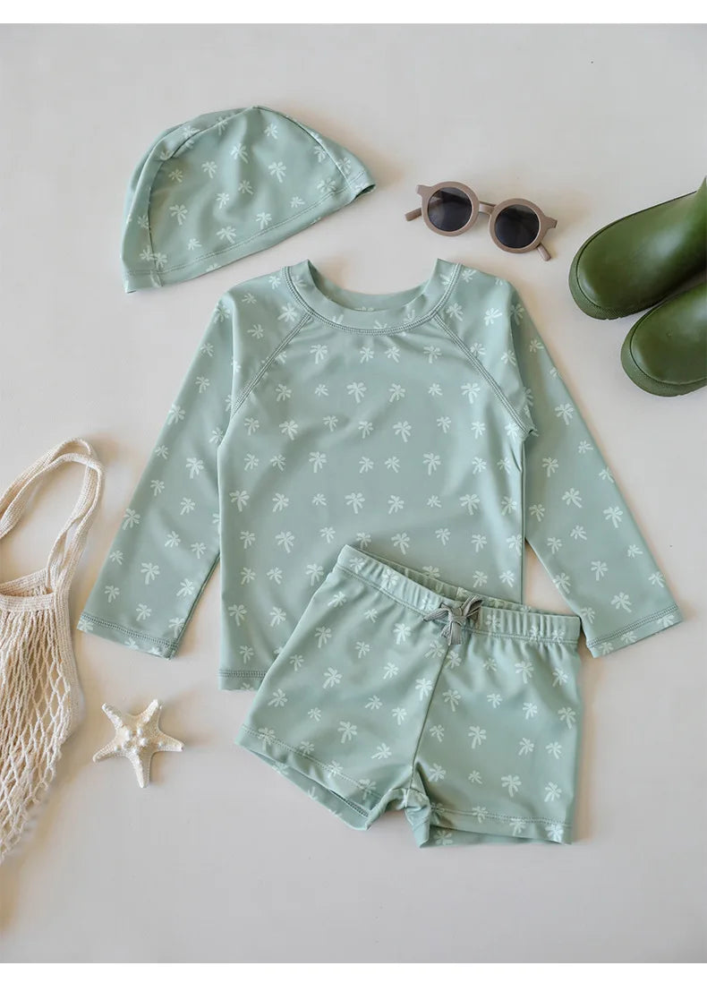 Printed Long Sleeve Swimwear Set for Toddlers