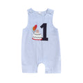 Striped Embroidered Baby Overalls Romper folded
