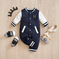Baseball Embroidered Romper in Blue for Baby
