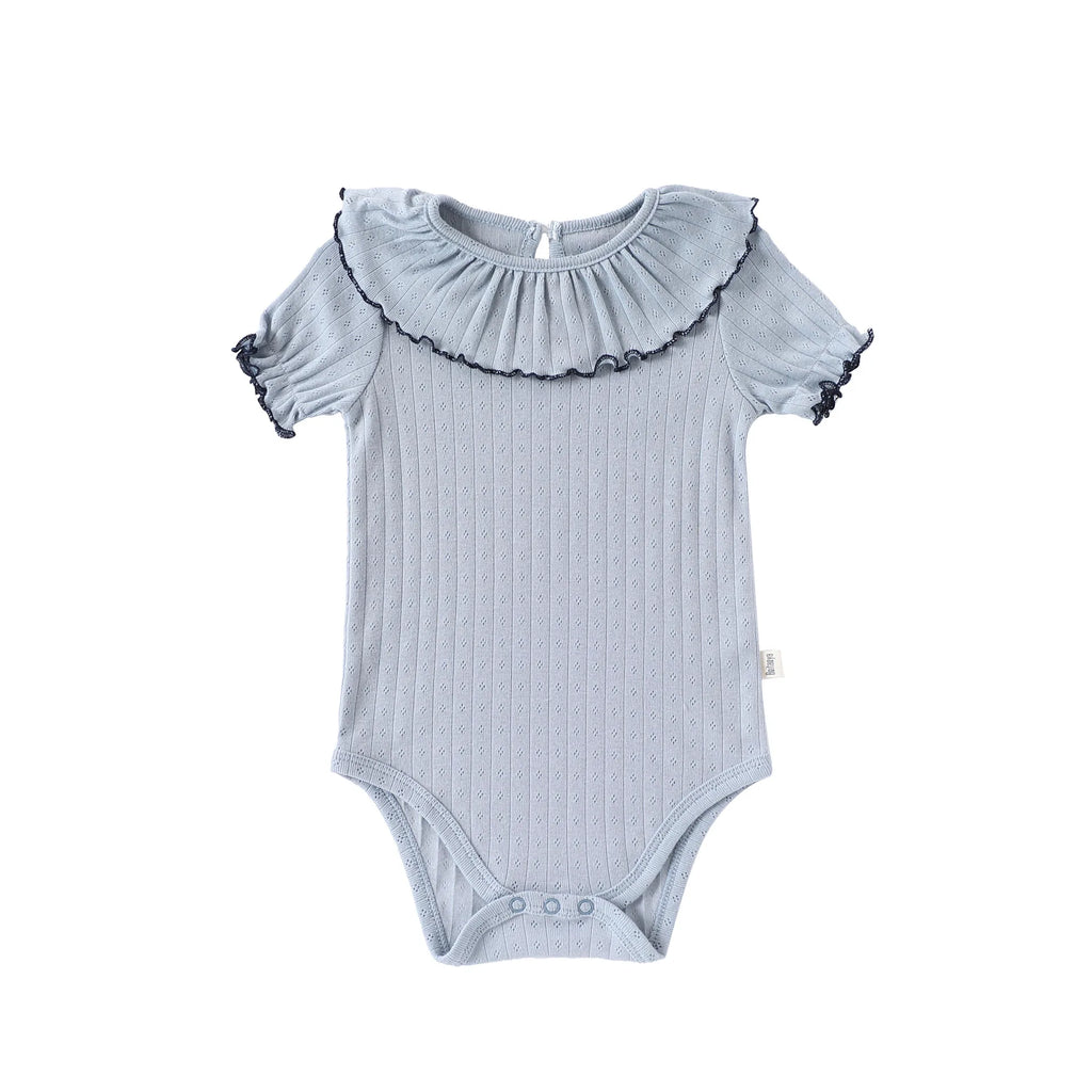 Baby Girls' Summer Triangular Bodysuit Pure Cotton Ruffled Collar Thin Trendy Clothing for Baby Girls
