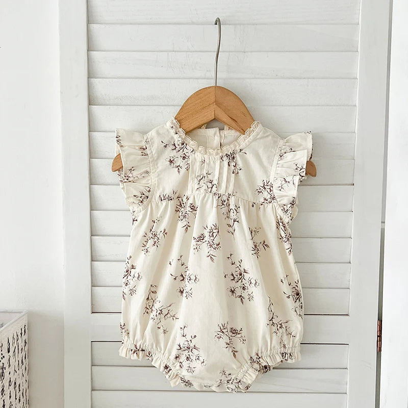 Ruffle lace sleeveless baby romper or dress style