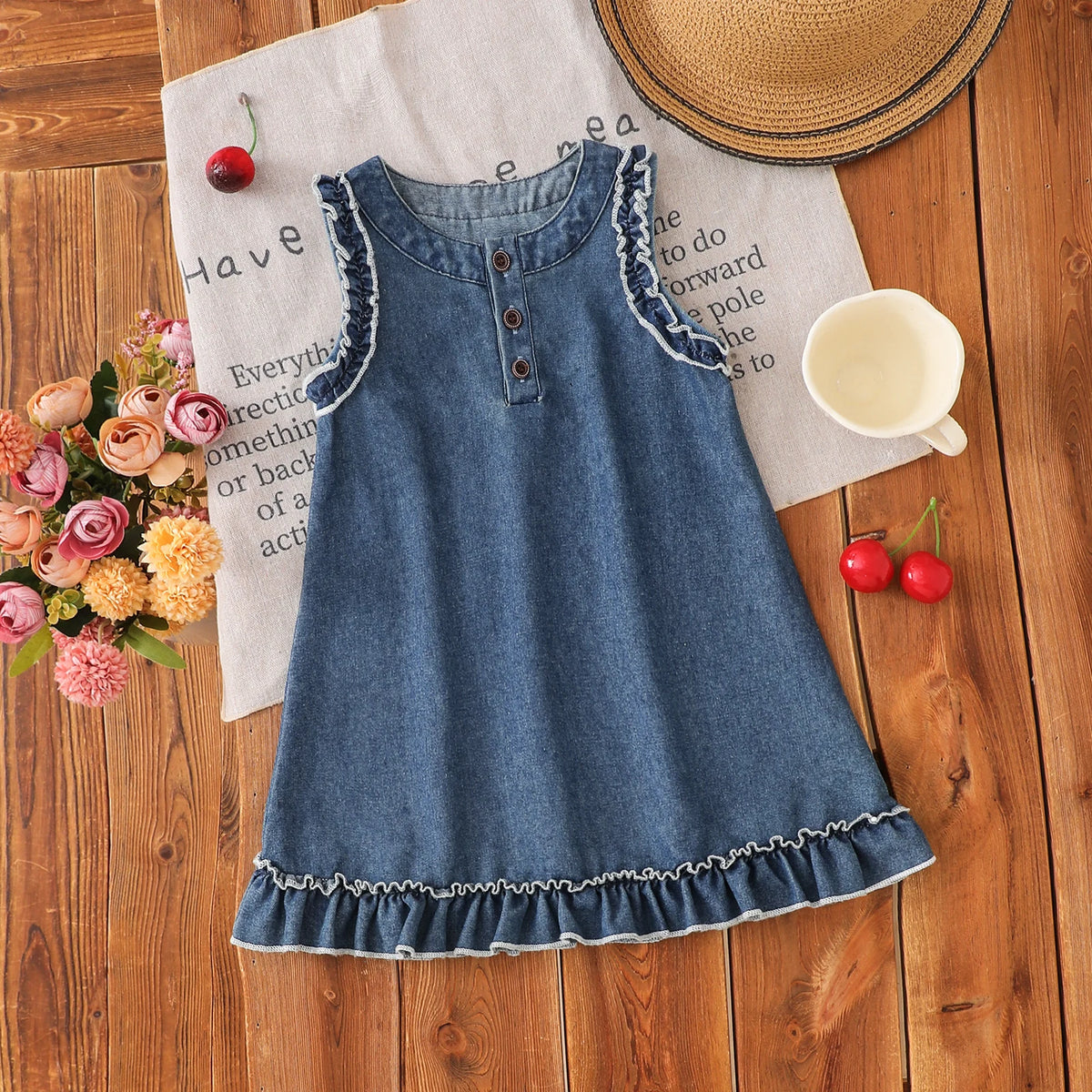 Clara Ruffle Denim Dress – product view