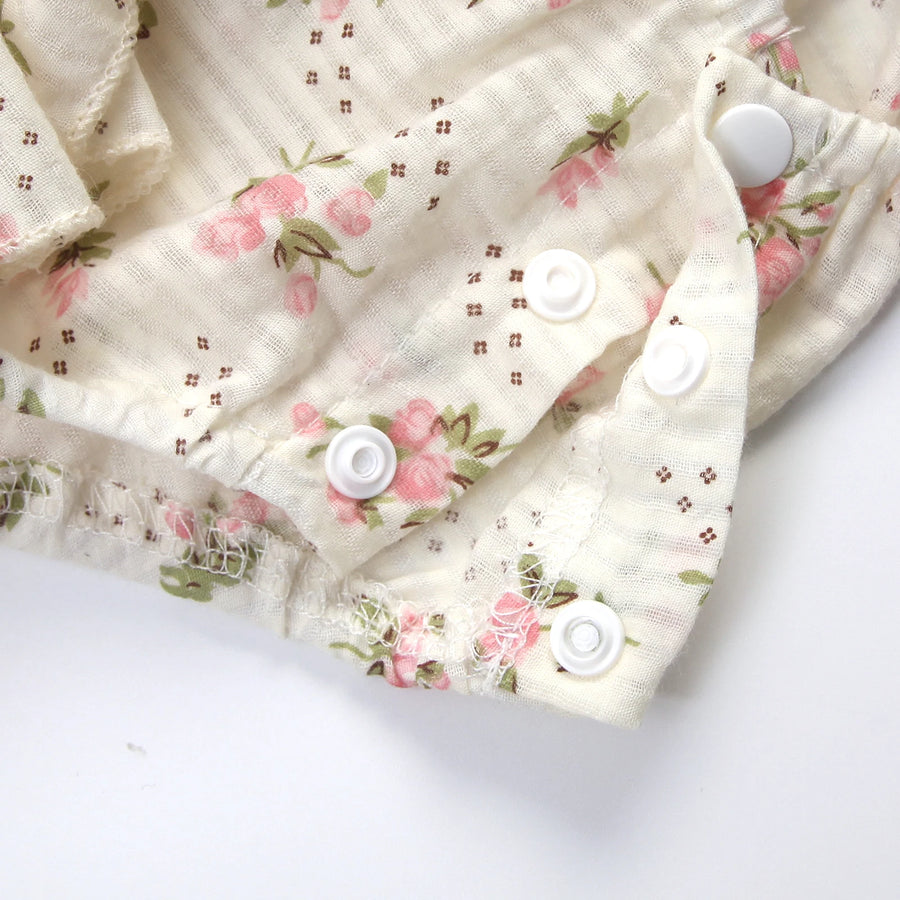 Floral Ruffled Romper Set with Bow Headband for Baby Girls