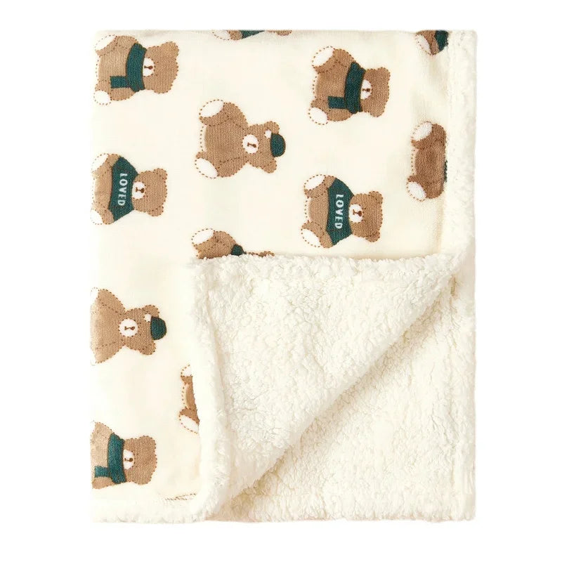 Warm Baby Blanket with Coffee Bear design