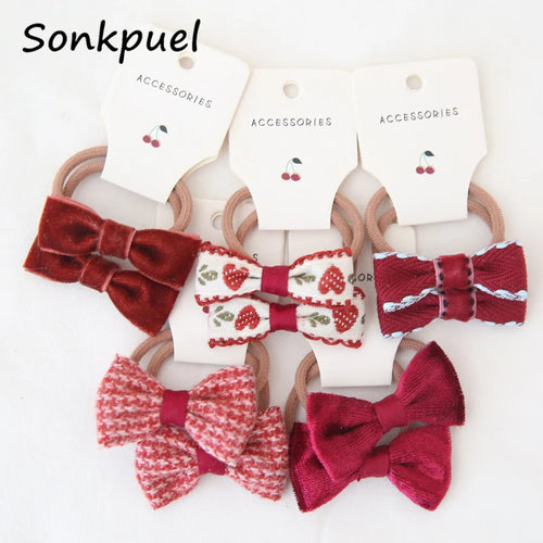 Floral Bow Hair Accessories Set with Elastic Hair Ties and Scrunchies