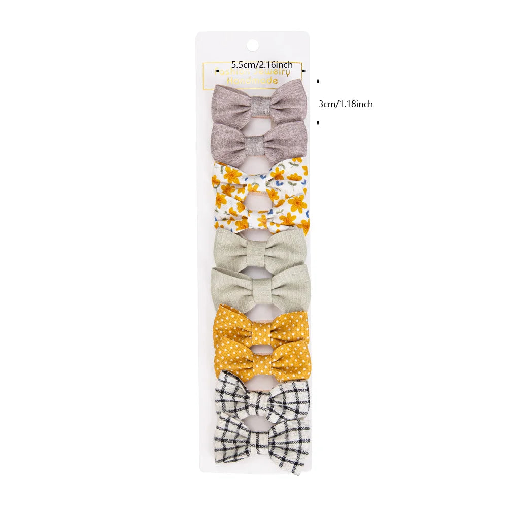 Assorted Mini Hair Bows in Plaid and Checkered Patterns