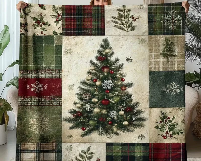 Christmas Tree Patchwork Throw Blanket