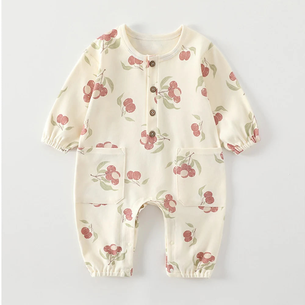 Long Sleeve Printed Baby Romper back view